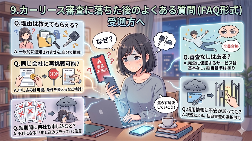 カーリース審査に落ちた後のよくある質問（FAQ形式）