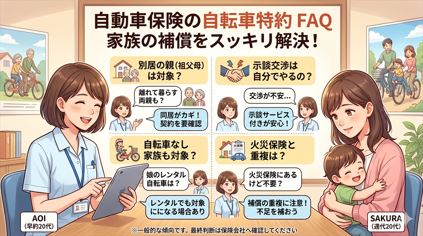 自動車保険の自転車特約で家族まで補償されるかについてよくある質問(FAQ)