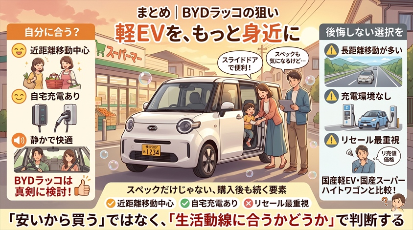 まとめ|BYDラッコの狙いは「軽EVの選択肢を広げること」
