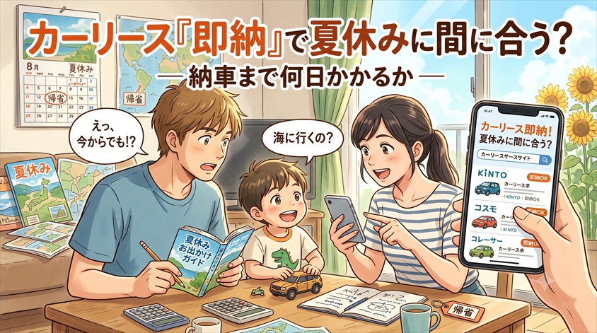 カーリース即納で夏休みに間に合う?納車まで何日かかるか