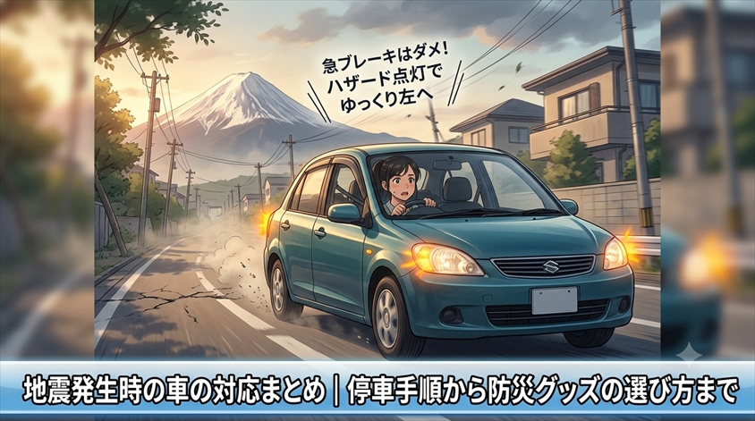 地震発生時の車の対応まとめ｜停車手順から防災グッズの選び方まで