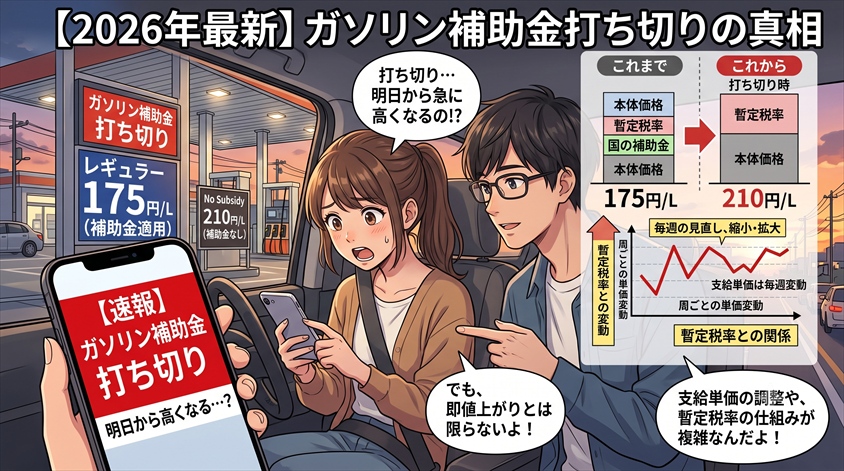 【2026年最新】ガソリン補助金打ち切りの真相と暫定税率との違い
