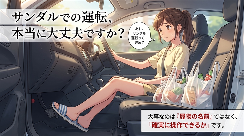 サンダルで運転すると違反になる？罰金・点数の考え方を徹底解説します