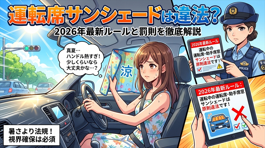 運転席サンシェードは違法?2026年最新ルールと罰則を徹底解説