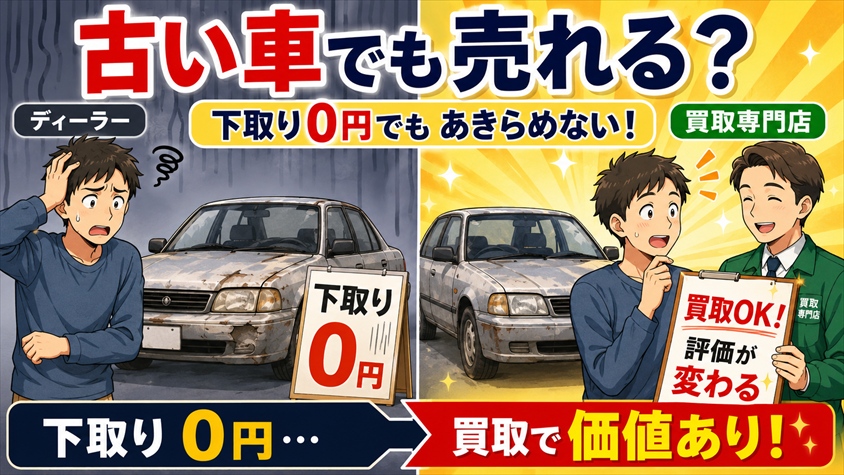 古い車 買取、下取りゼロでも買取専門店では評価が変わるという現実