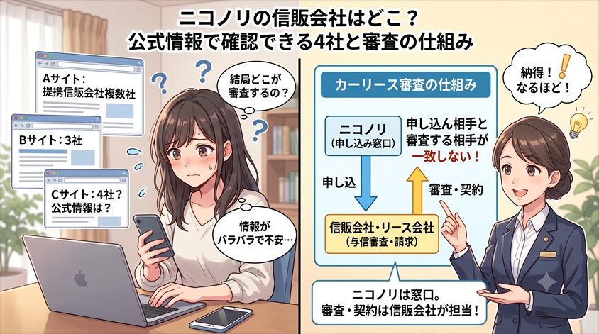 ニコノリの信販会社はどこ？公式情報で確認できる4社と審査の仕組み