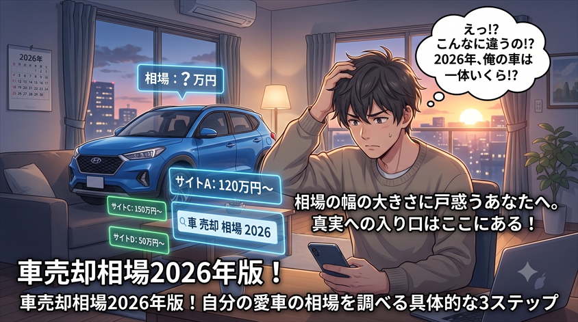 車売却相場2026年版！自分の愛車の相場を調べる具体的な3ステップ