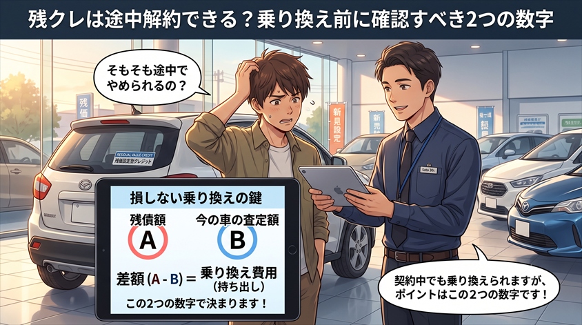 残クレは途中解約できる？乗り換え前に確認すべき2つの数字