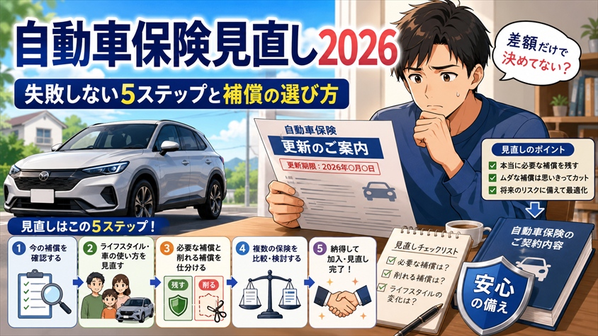 自動車保険見直し2026！失敗しない5ステップと補償の選び方