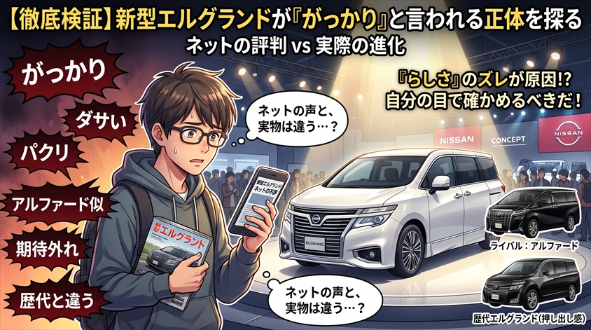 【徹底検証】新型エルグランドが「がっかり」と言われる正体を探る