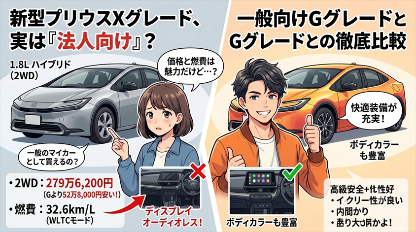プリウスXグレードは個人で買える？価格・装備とGとの違いを解説