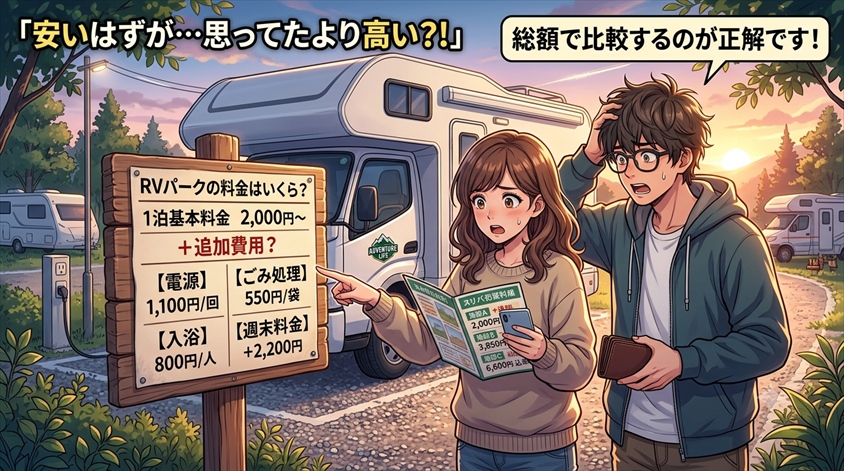 RVパークの料金はいくら？相場と追加費用を公式3施設で比較