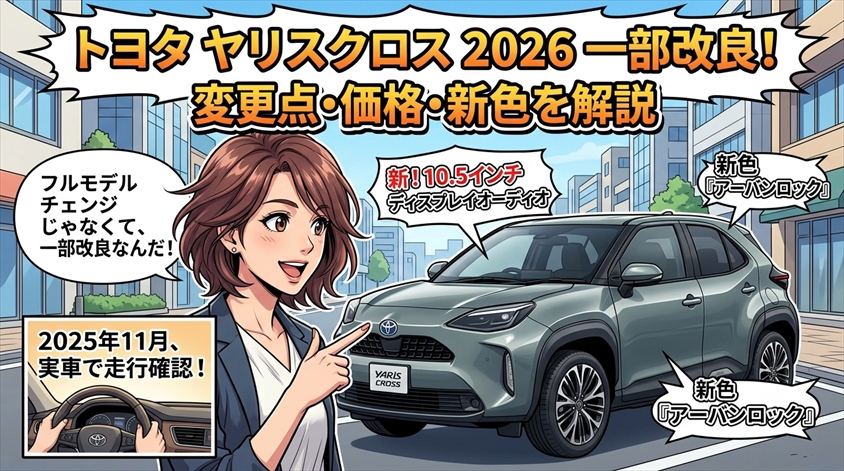 トヨタ ヤリスクロス 2026は一部改良！変更点・価格・新色を解説