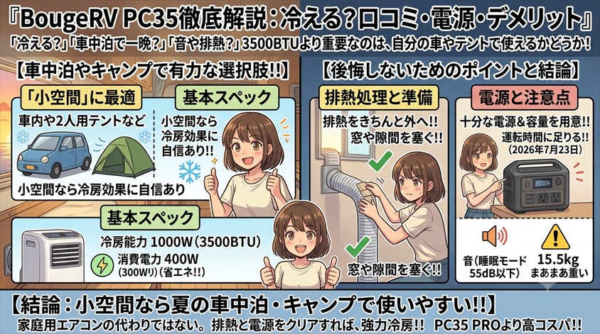BougeRV PC35は冷える？口コミ・電源・デメリットを徹底解説