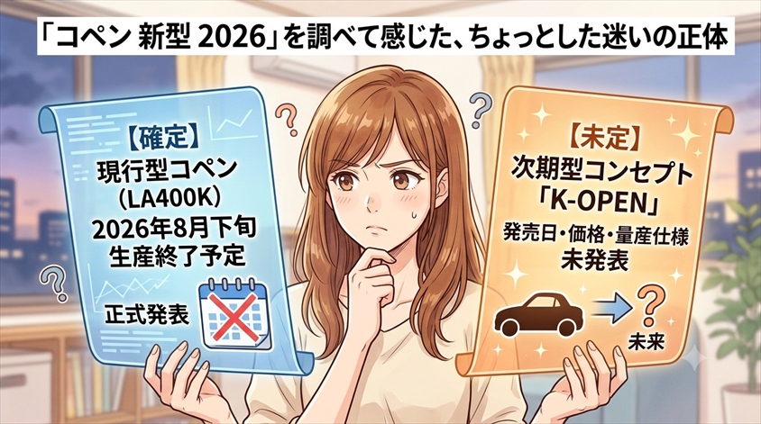 コペン新型2026は本当に出るのか、現行生産終了との関係を徹底整理