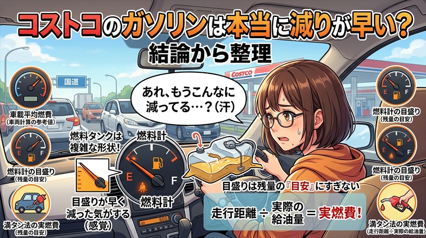 コストコのガソリンは本当に減りが早い？結論から整理
