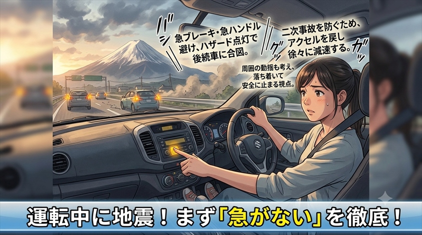運転中に地震が起きた瞬間、まずやるべきこと