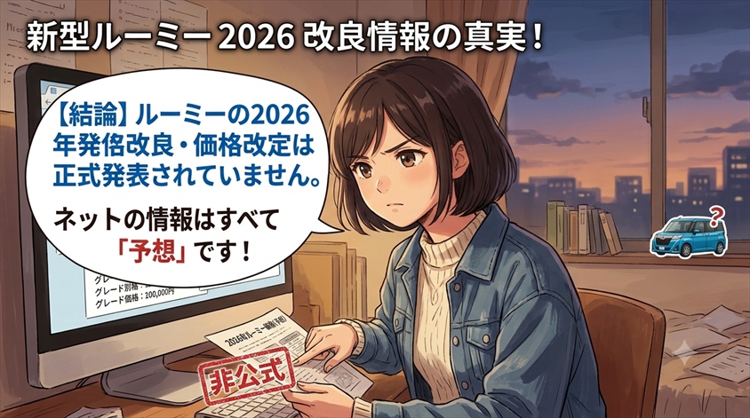 【結論】ルーミーの2026年一部改良・価格改定は正式発表されているのか