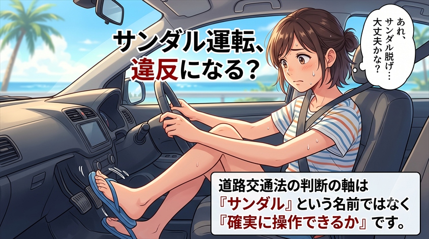 サンダルで運転するのは違反? 道路交通法の考え方を整理する