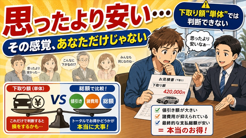 商談で下取り額を見て「思ったより安い」と感じるのは、あなただけではない