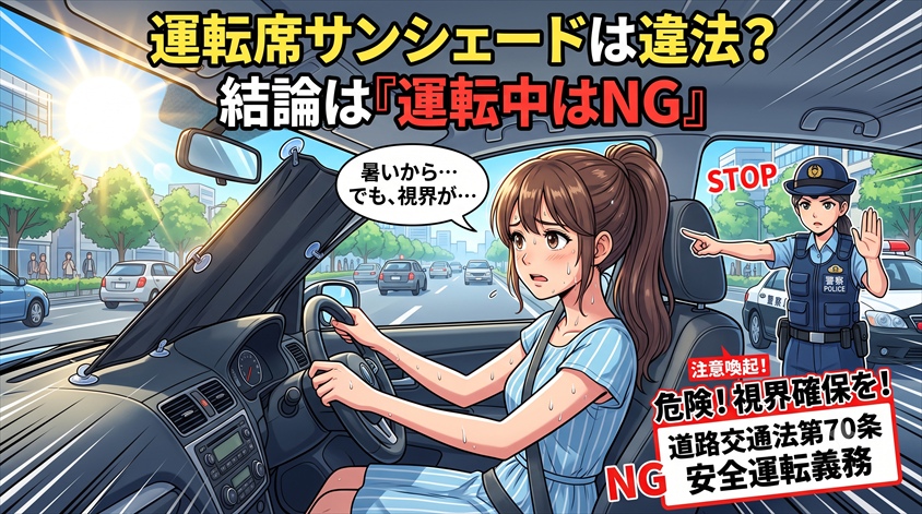 運転席サンシェードは違法?結論は「運転中はNG」