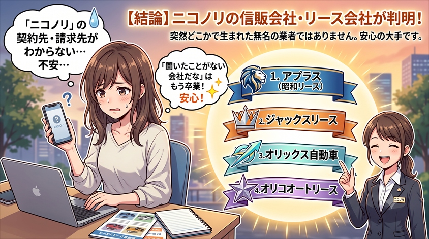 ニコノリの信販会社・リース会社はどこ?契約・請求先を先に確認【結論】