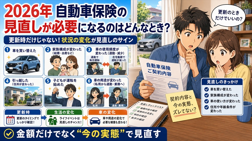 2026年、自動車保険の「見直し」が必要になるのはどんなときか