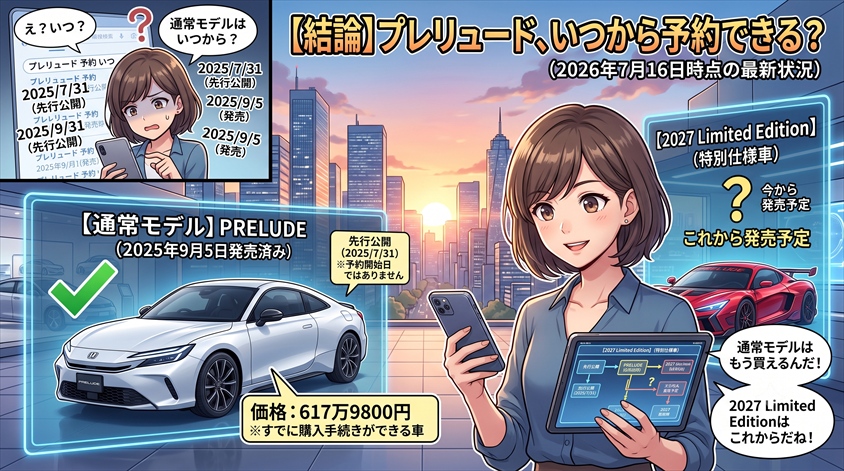 【結論】プレリュードはいつから予約できる？通常モデルと2027 Limited Editionの最新状況（2026年7月16日時点）