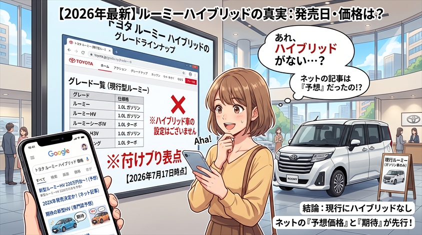 結論:現行ルーミーにハイブリッドはない。新型の価格は未発表【2026年7月17日時点】