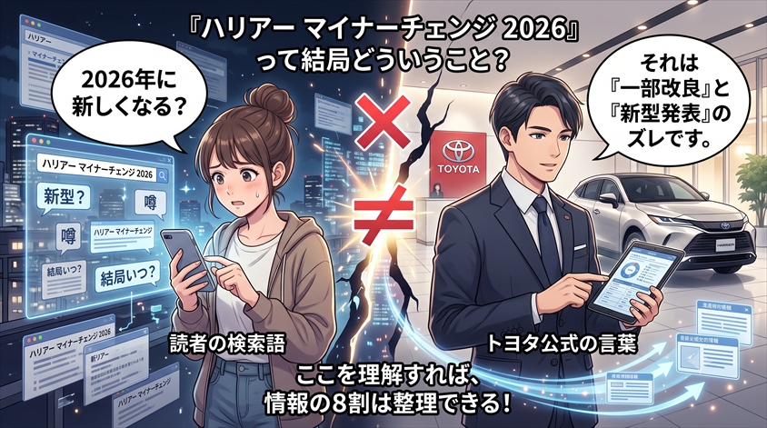 「ハリアー マイナーチェンジ 2026」って結局どういうこと? トヨタ公式の言葉と読者の検索語のズレ