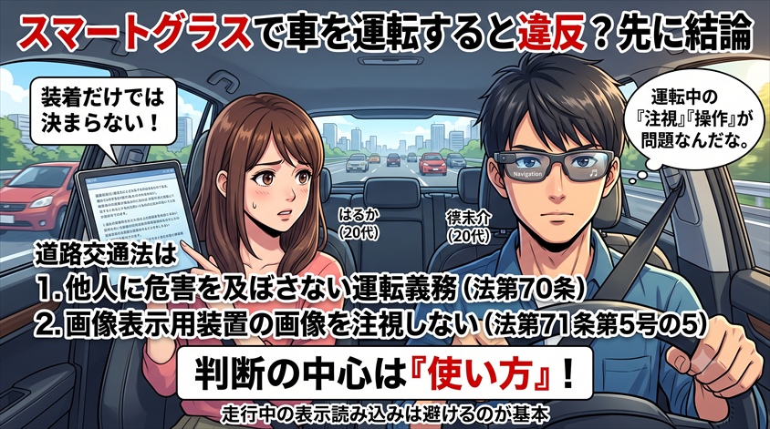 スマートグラスで車を運転すると違反?先に結論