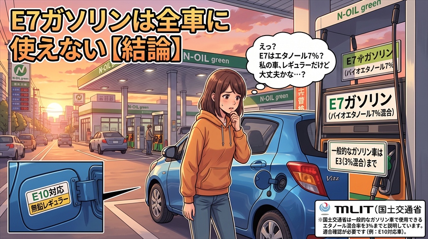 E7ガソリンは全車に使えない【結論】
