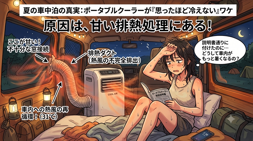 車中泊でポータブルクーラーが「思ったほど冷えない」と感じる本当の理由
