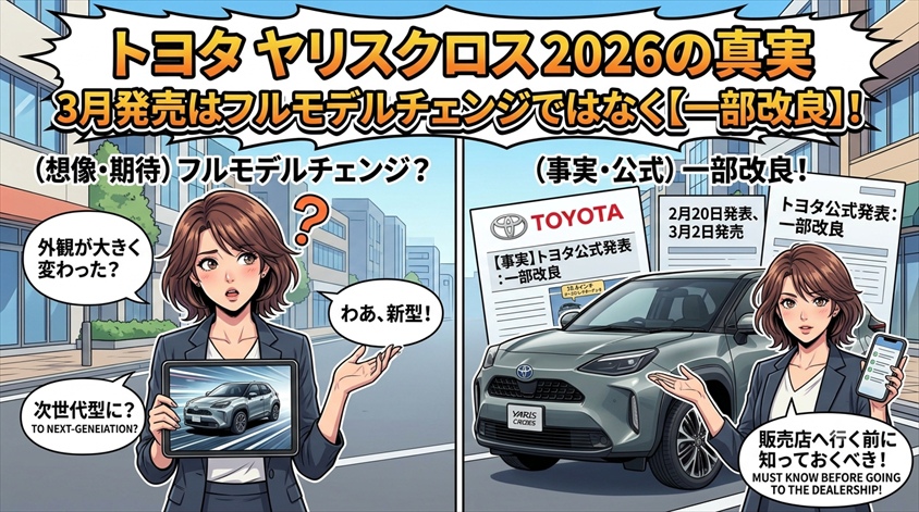 トヨタ ヤリスクロス 2026の結論──3月発売はフルモデルチェンジではなく一部改良