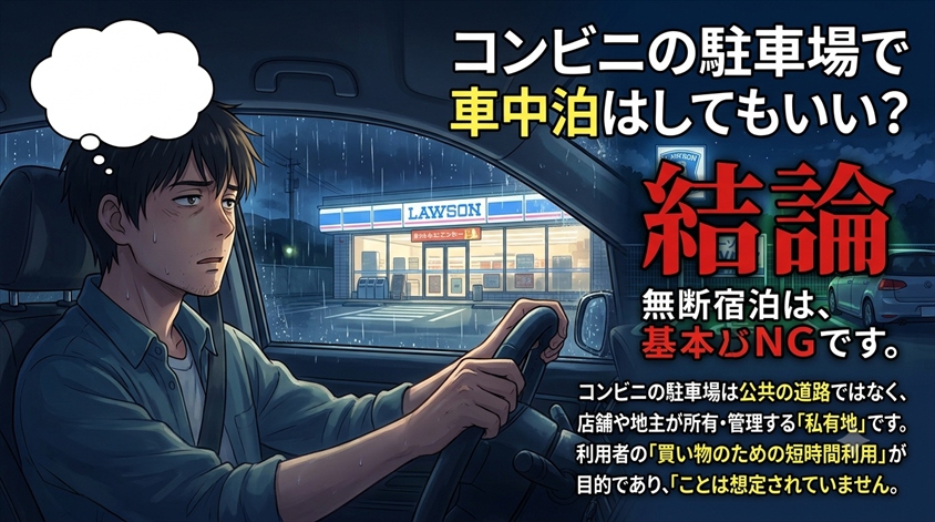 コンビニの駐車場で車中泊はしてもいい？結論を先に