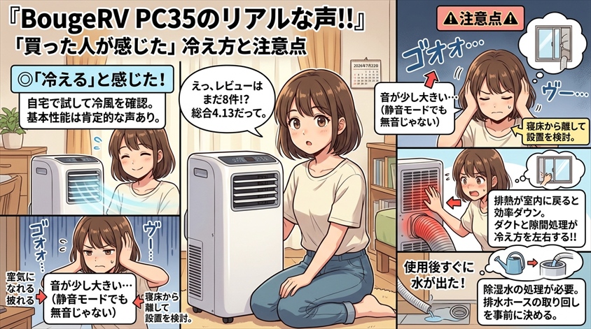 BougeRV PC35の口コミ・評判｜購入者が感じた冷え方と注意点