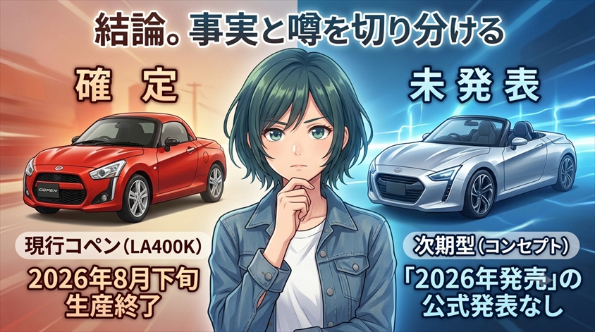 結論──2026年に確定しているのは「現行コペンの生産終了」、次期型の発売は未発表