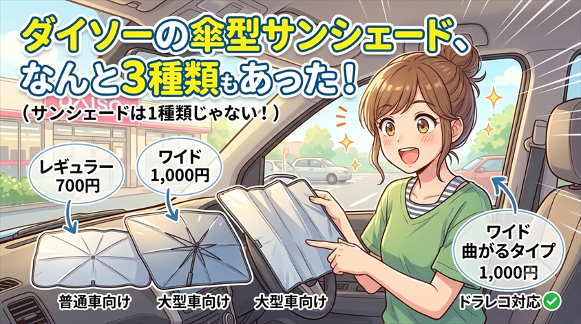 数百円で買える傘型、でも中身は「1種類」ではない——ダイソーの3タイプを整理する