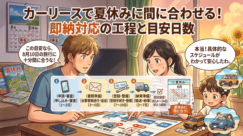 カーリースで夏休みに間に合わせるための工程と目安日数