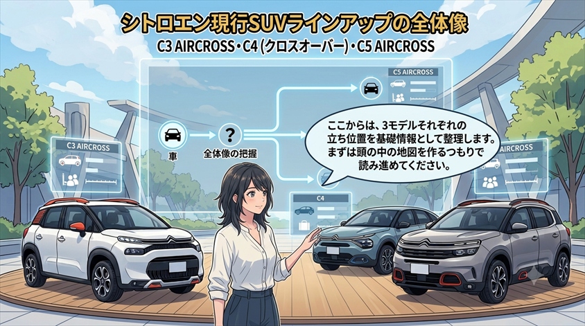 シトロエン現行SUVラインアップの全体像｜C3 AIRCROSS・C4（クロスオーバー）・C5 AIRCROSS