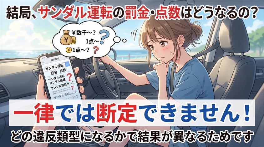 サンダルで運転すると罰金・違反点数はどうなるのか