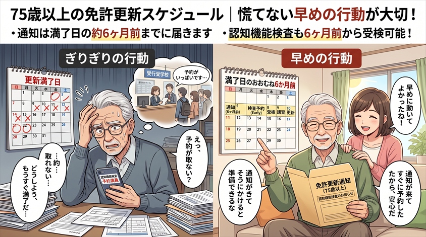 75歳以上の免許更新スケジュール|通知から受検までの流れ