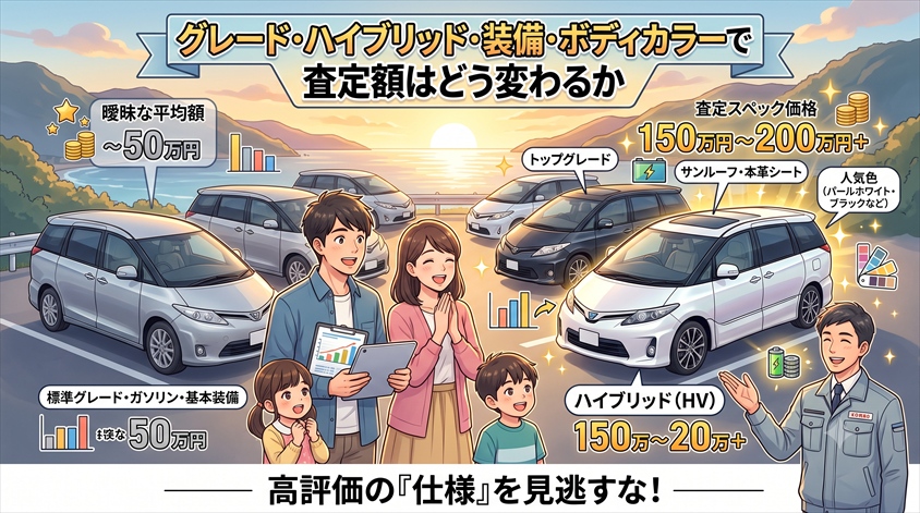 .グレード・ハイブリッド・装備・ボディカラーで査定額はどう変わるか