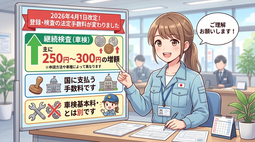 2026年4月1日改定:登録・検査の法定手数料が変わった