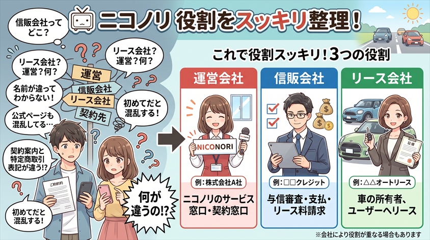 運営会社・信販会社・リース会社は何が違う?役割を整理