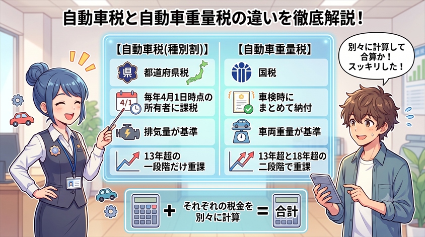 自動車税（種別割）と自動車重量税はどう違う？混同しやすい2つの税金