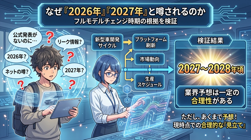 なぜ「2026年」「2027年」と噂されるのか|フルモデルチェンジ時期の根拠を検証