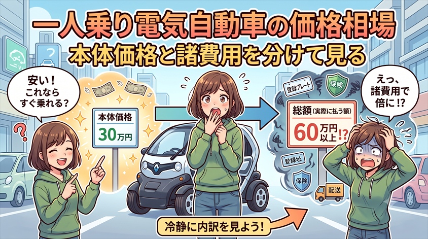 一人乗り電気自動車の価格相場 本体価格と諸費用を分けて見る