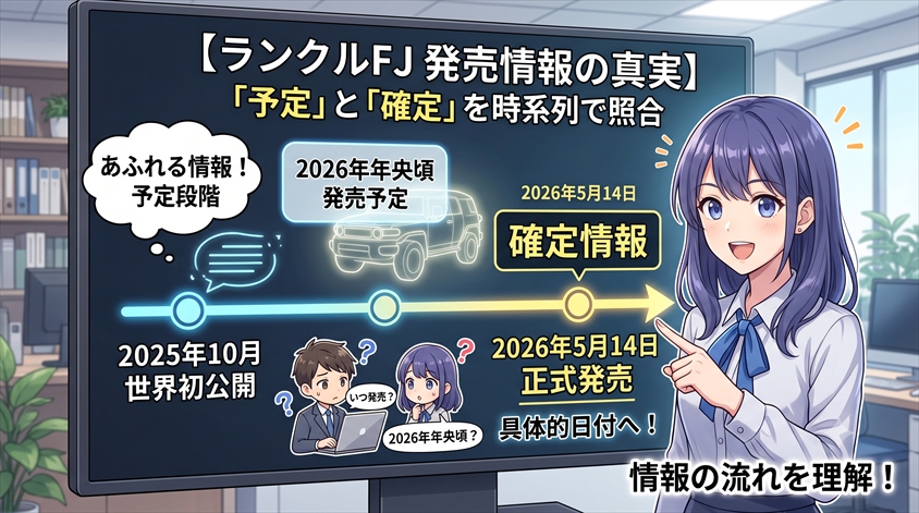 「2026年年央頃」予定情報と「2026年5月14日」確定情報を時系列で照合する