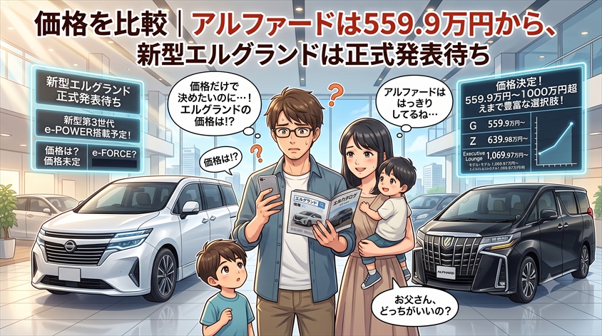 価格を比較|アルファードは559.9万円から、新型エルグランドは正式発表待ち